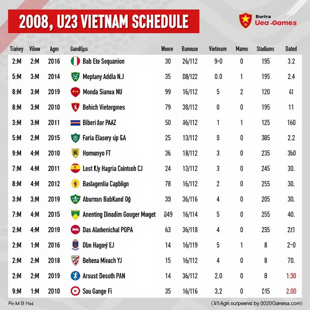 Lịch thi đấu U23 Việt Nam Sea Games 32