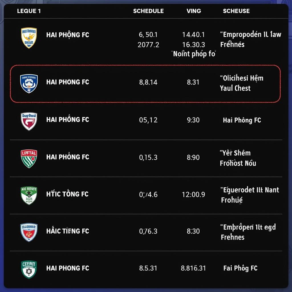 Lịch thi đấu V.League 1