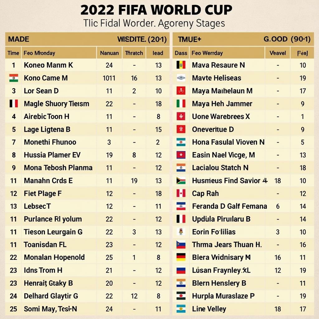 World Cup 2022 Group Stage Schedule