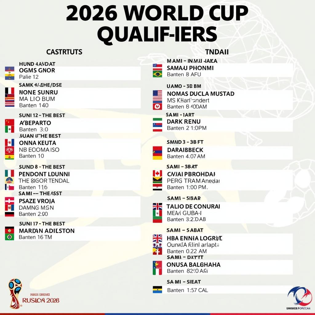 Lịch thi đấu vòng loại World Cup 2026 Nam Mỹ