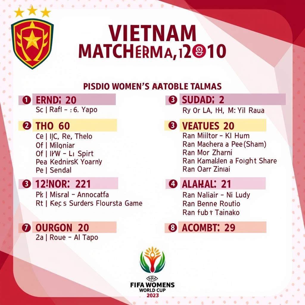 Lịch Thi Đấu World Cup Nữ Việt Nam 2023