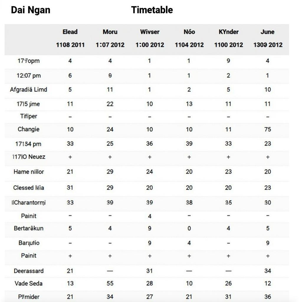 Lịch Trình Xe Đại Ngân