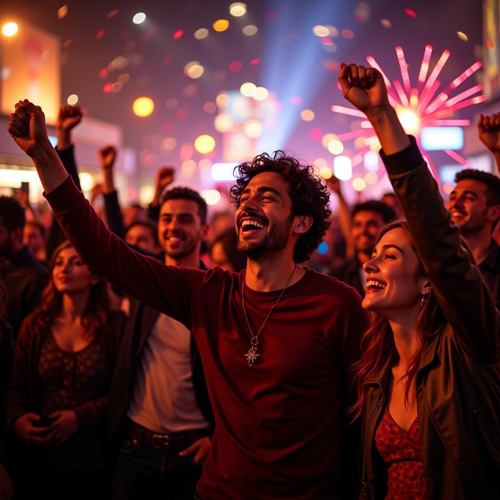 People celebrating New Year's Day