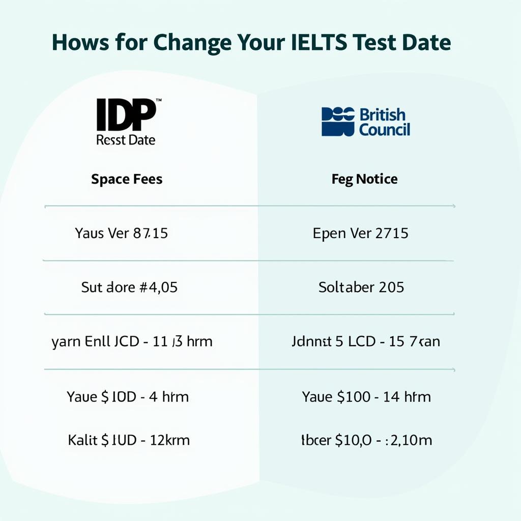 Bảng phí đổi lịch thi IELTS