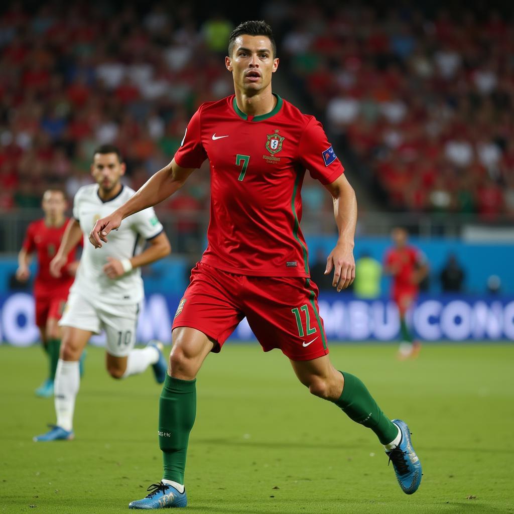 Ronaldo ghi bàn vào lưới Maroc