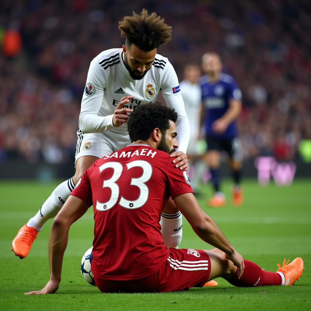 Salah và Ramos trong trận chung kết Champions League 2018