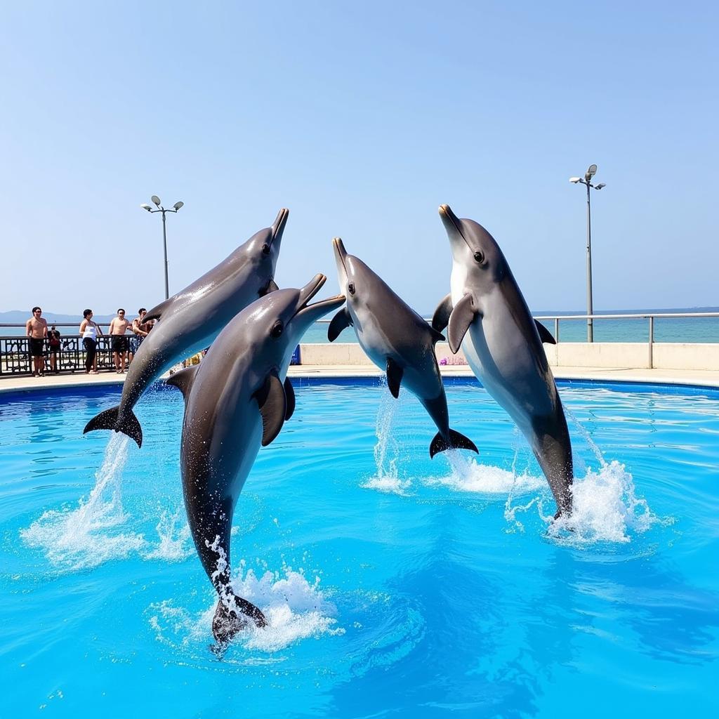 Dolphin show at Tuan Chau Island