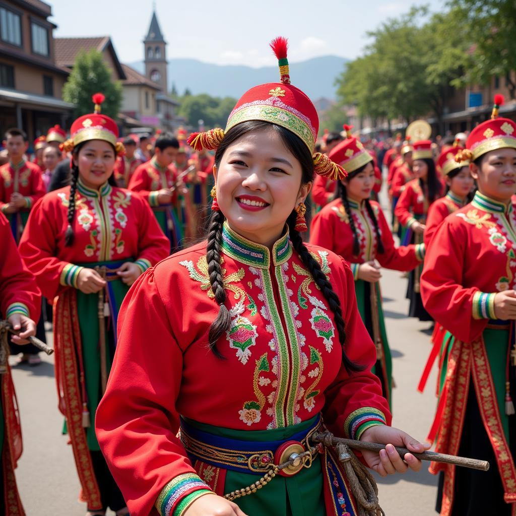 Tham gia lễ hội của người Mường tại Kim Bôi