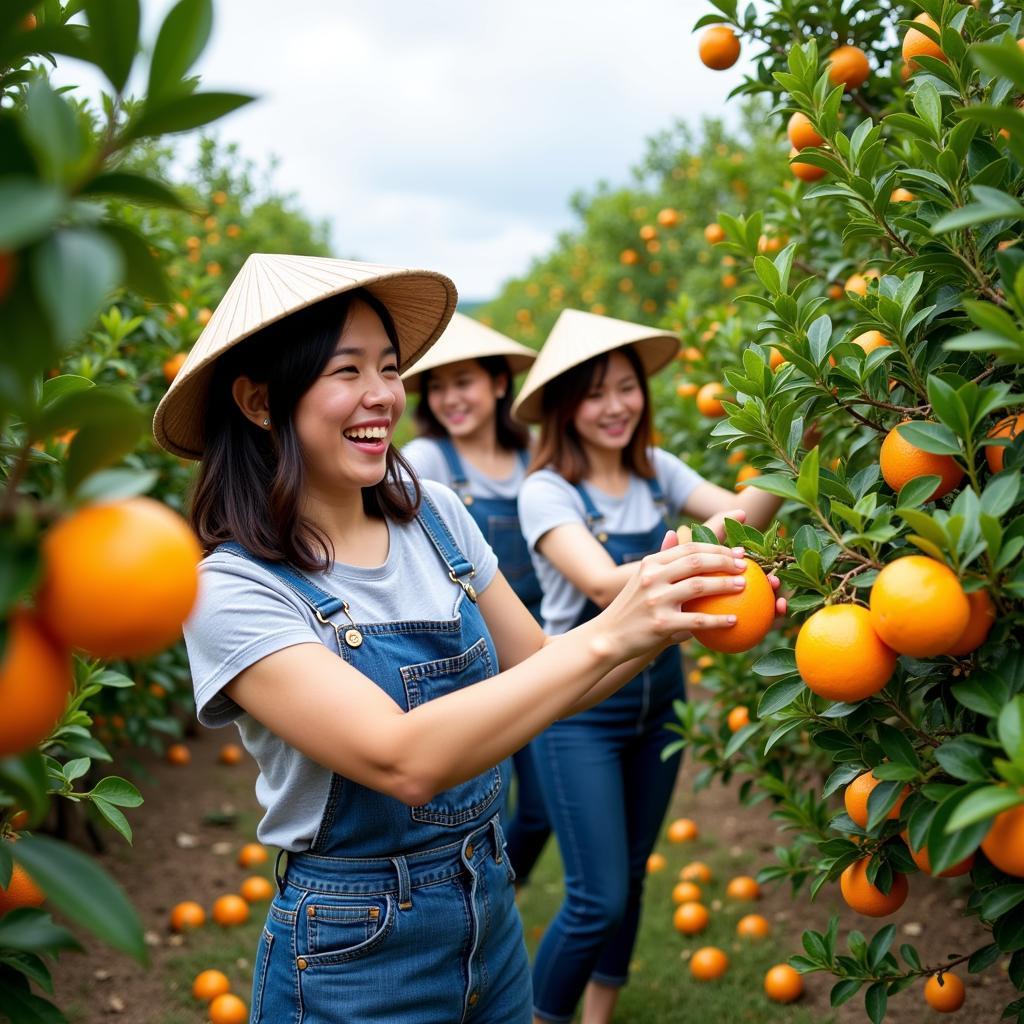 Thu hoạch quýt Lái Thiêu