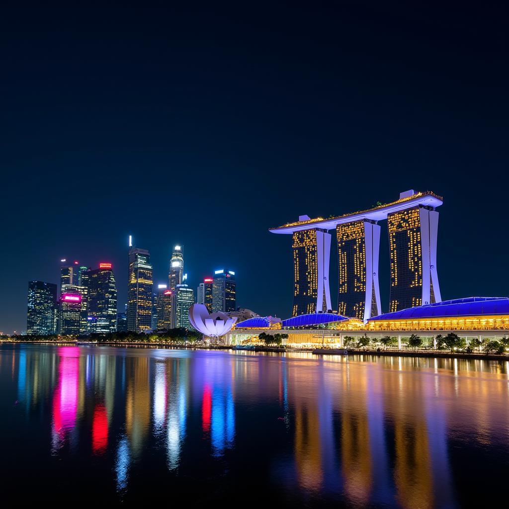 Toà nhà Marina Bay Sands Singapore về đêm