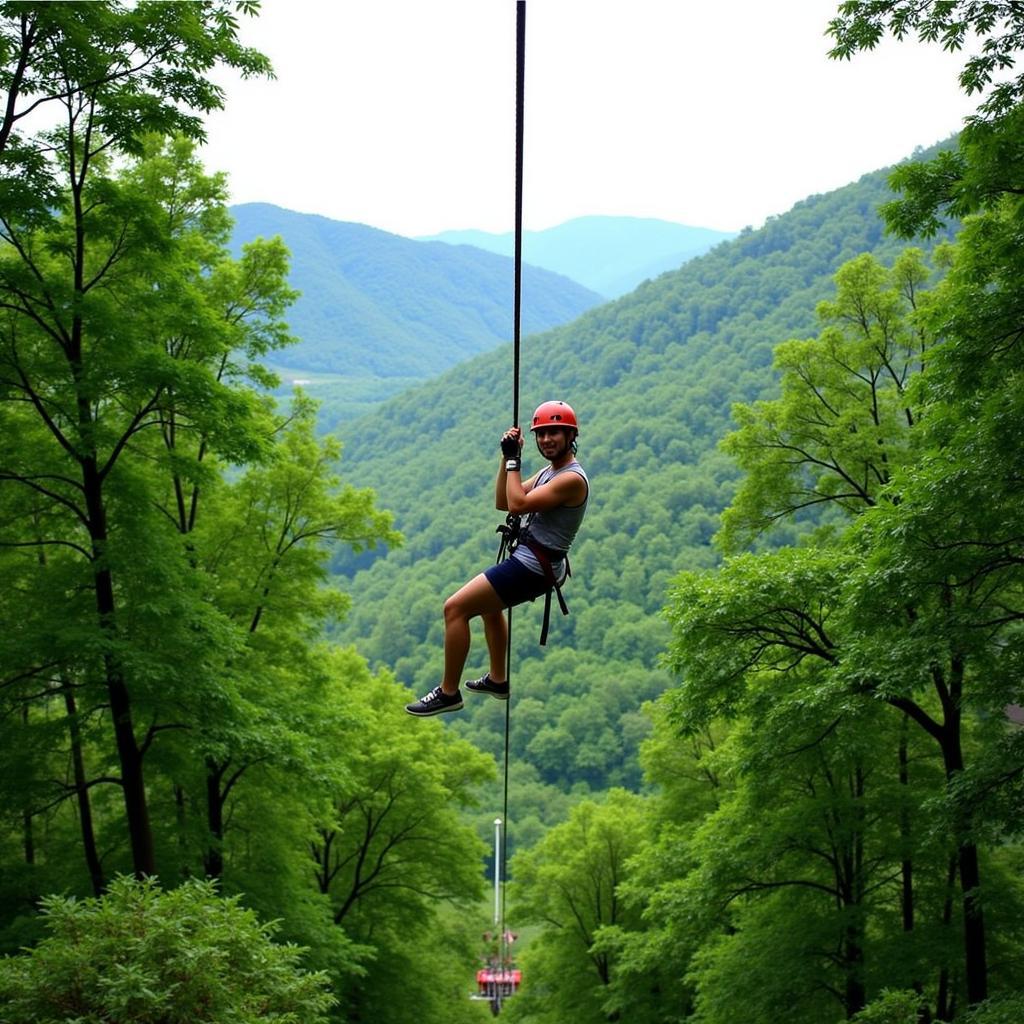 Trải nghiệm trò chơi Zipline tại Suối Mơ