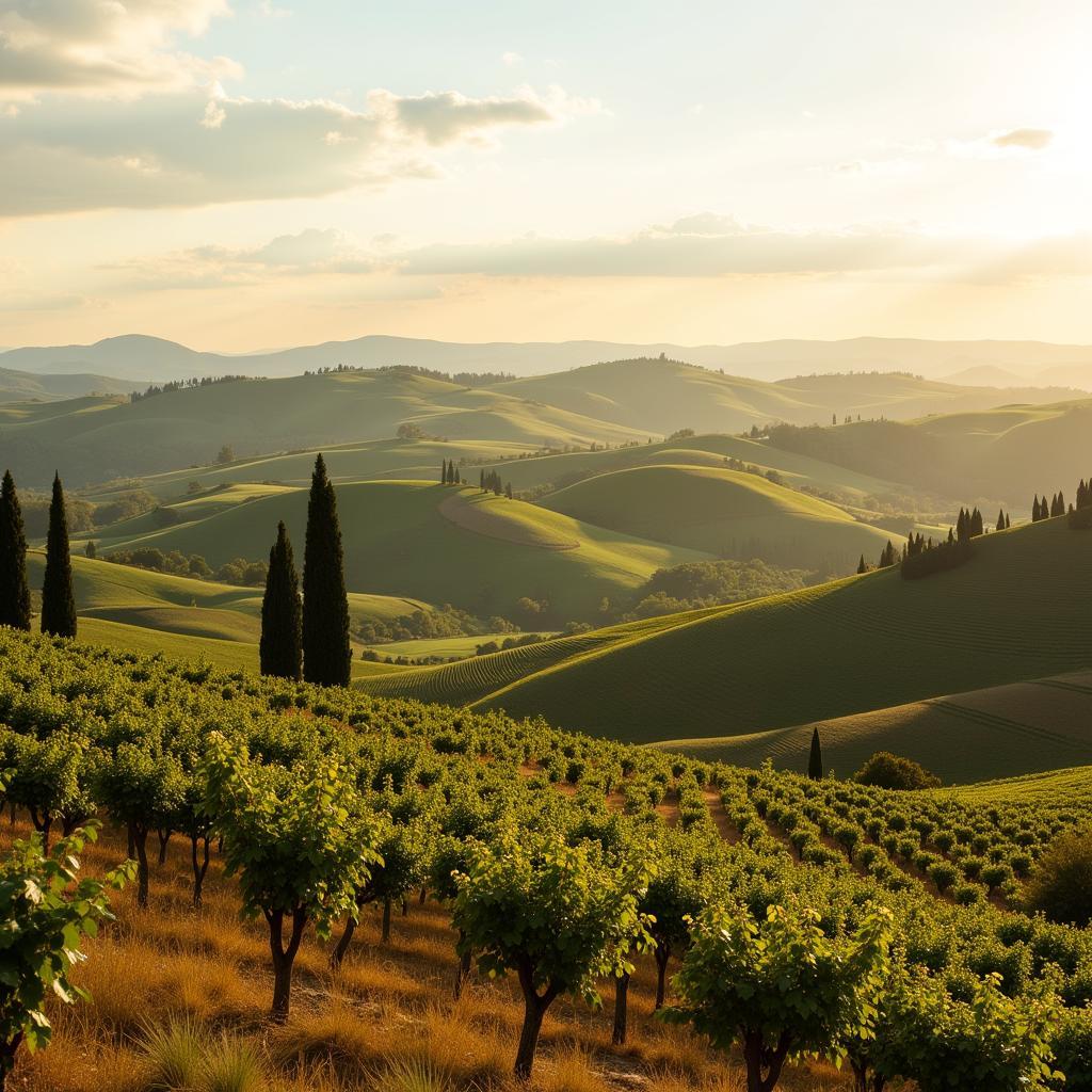 Cảnh quan vùng nông thôn Tuscany, Ý