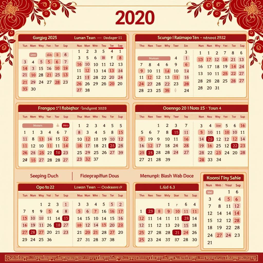 Lịch vạn niên năm 2020