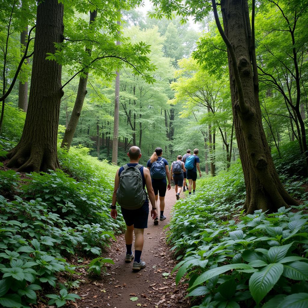 Du khách trekking tại khu du lịch Bạch Mã