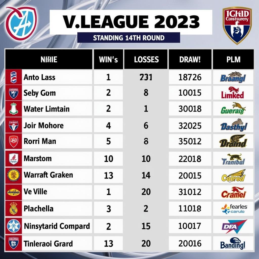 Bảng xếp hạng V.League 2023 sau vòng 14