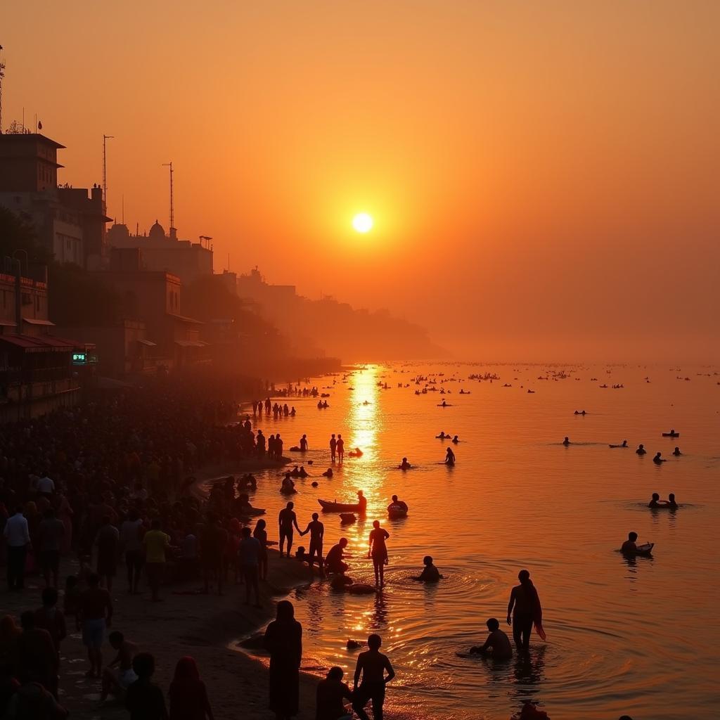 Bình minh trên sông Hằng ở Varanasi