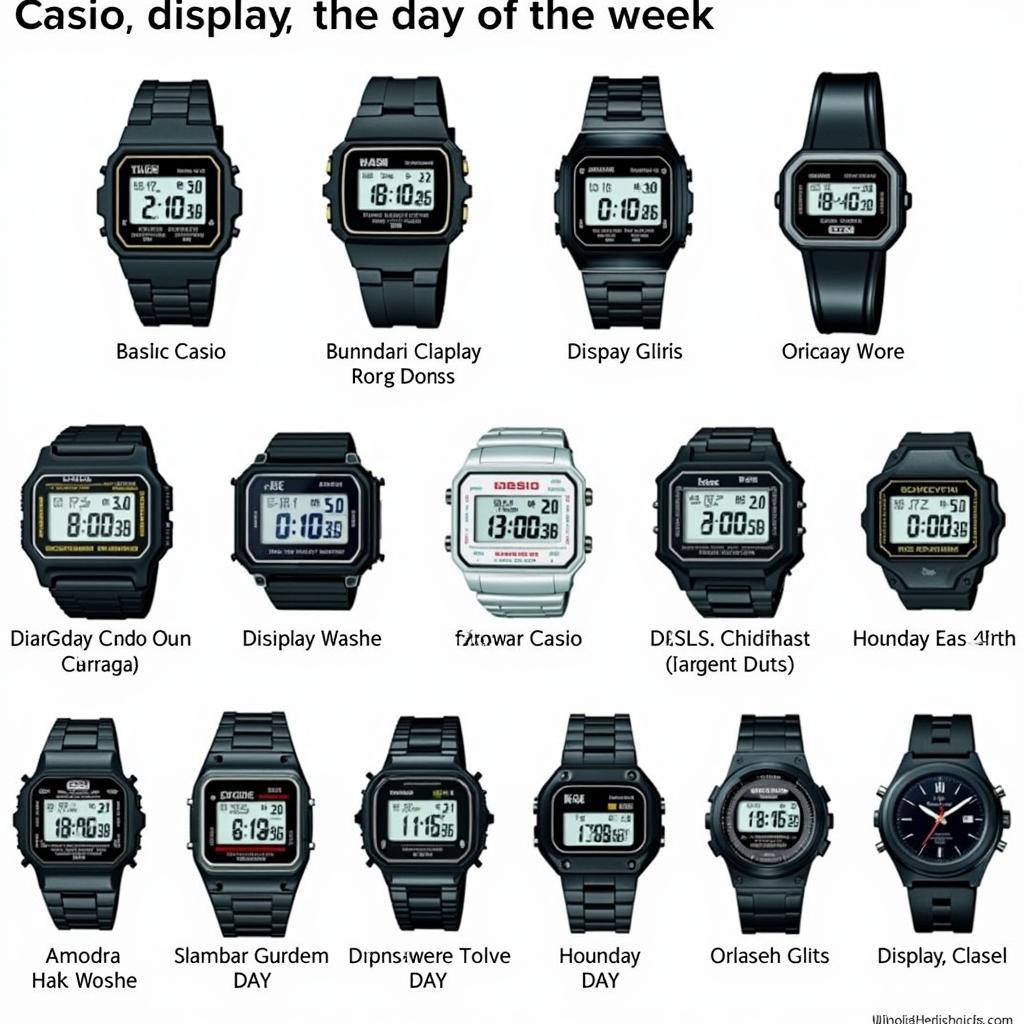 Các dòng đồng hồ Casio hiển thị lịch thứ