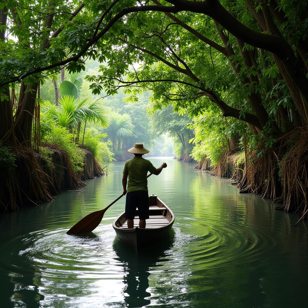 Chèo thuyền miền Tây sông nước