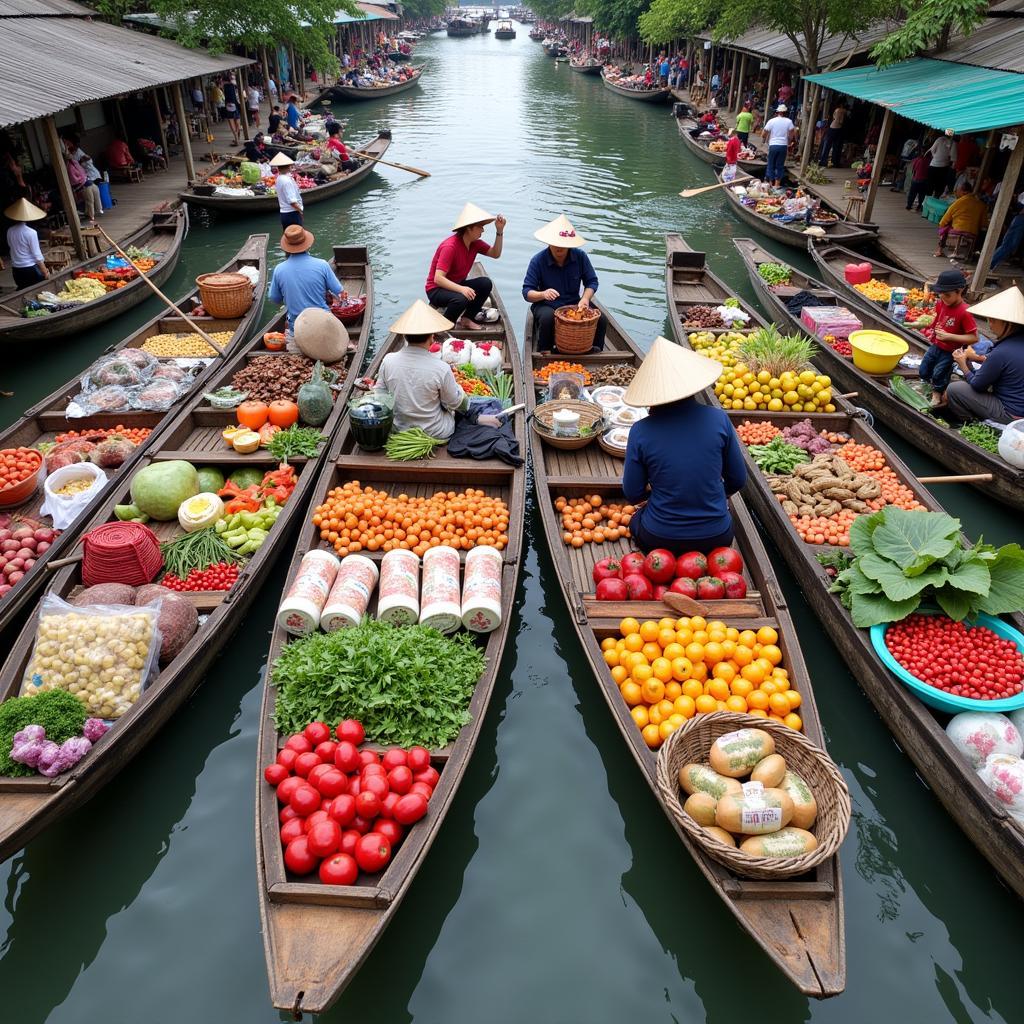 Chợ nổi Cái Răng đông nghịt thương lái