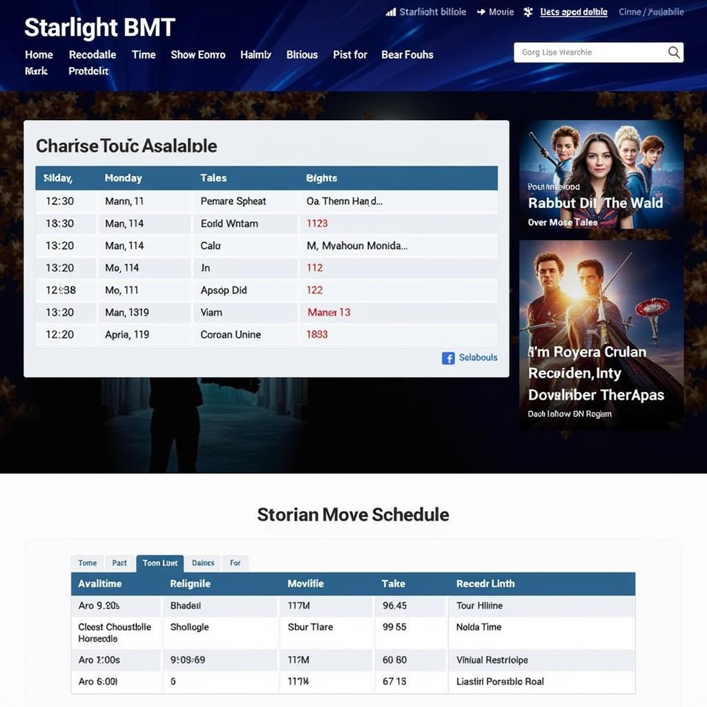 Lịch chiếu phim Starlight BMT trên website