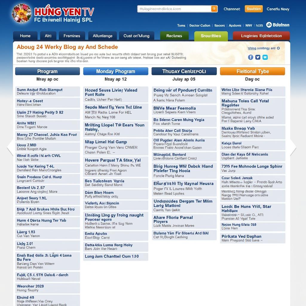Lịch phát sóng kênh Hưng Yên trên website