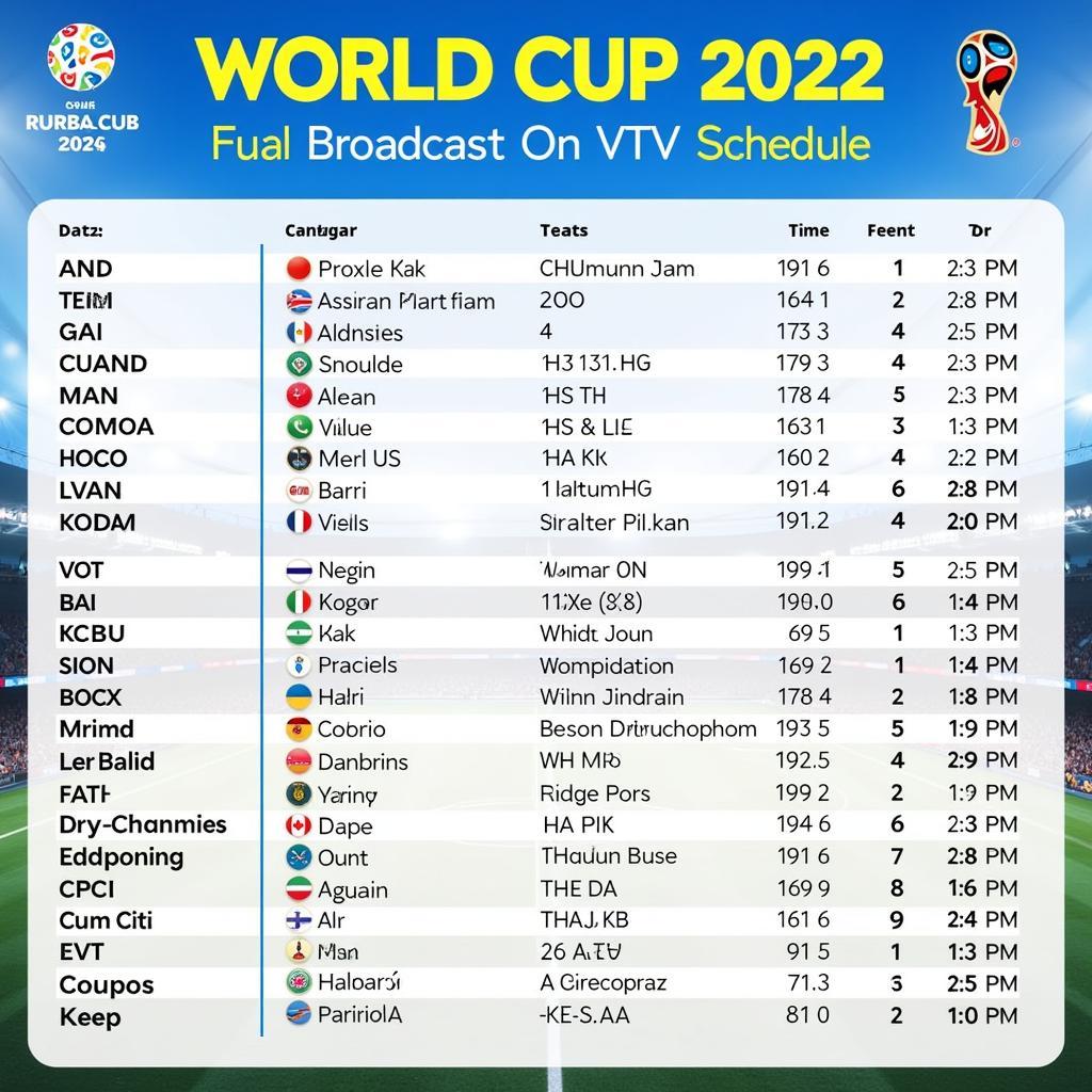 Lịch phát sóng World Cup 2022 trên VTV chi tiết