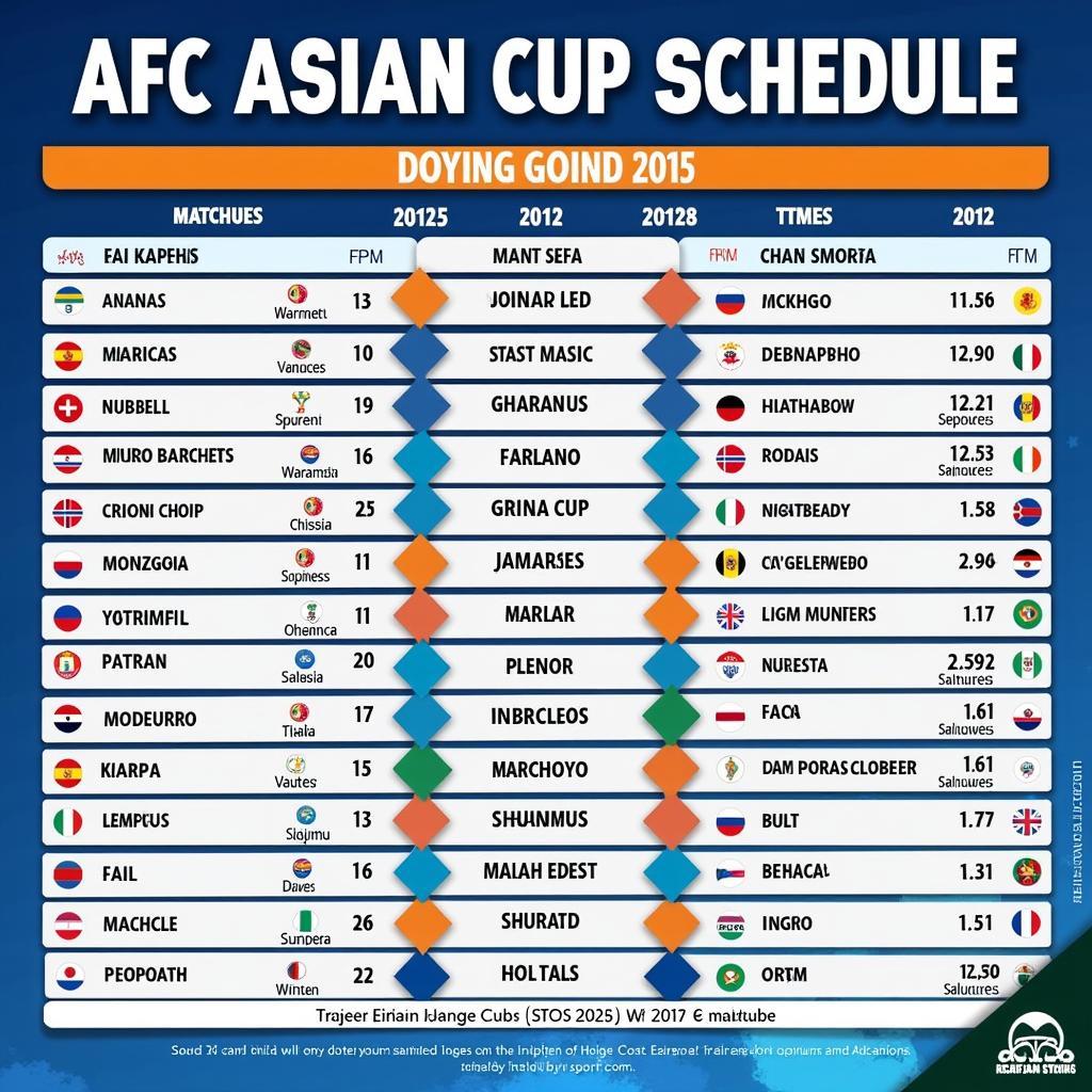 Lịch thi đấu AFC Châu Á Asian Cup