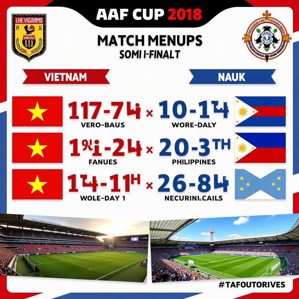 Lịch thi đấu bán kết AFF Cup 2018: Việt Nam vs Philippines