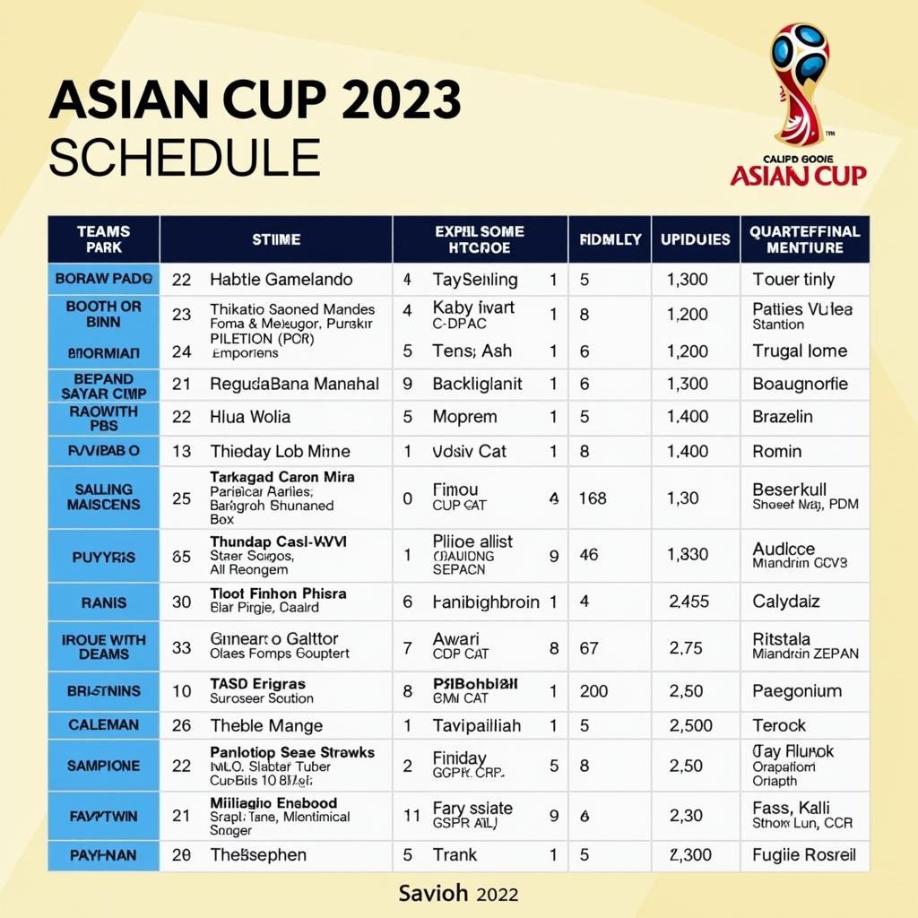 Lịch thi đấu Asian Cup 2023 chi tiết