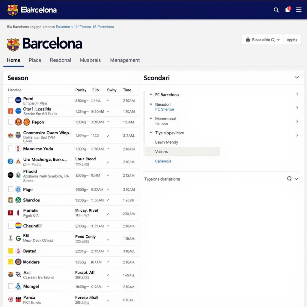 Lịch thi đấu Barca hôm nay trên website