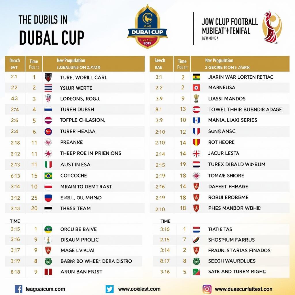 Lịch thi đấu bóng đá Dubai Cup cập nhật