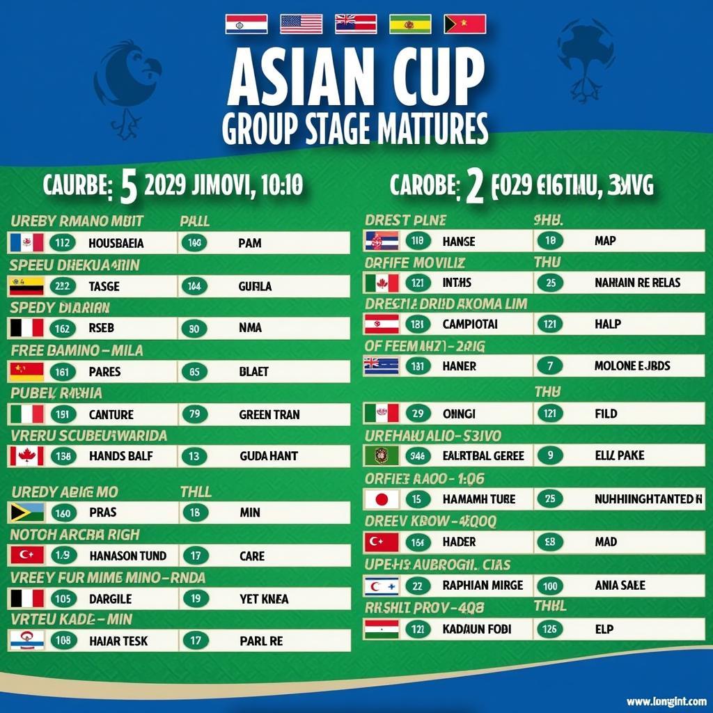 Lịch thi đấu vòng bảng Asian Cup 2019