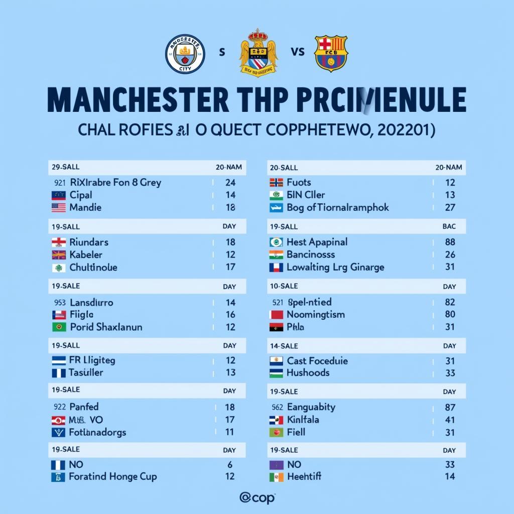 Lịch thi đấu Man City Cup Quốc nội