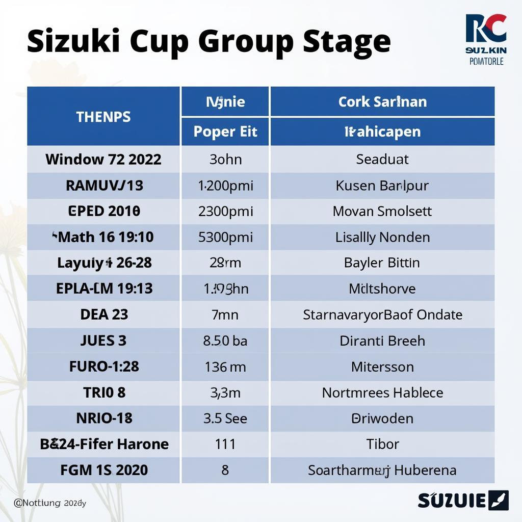 Lịch thi đấu Suzuki Cup vòng bảng