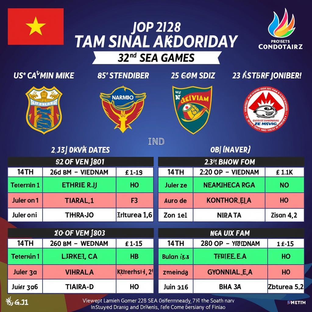 Lịch thi đấu U23 Việt Nam SEA Games 32