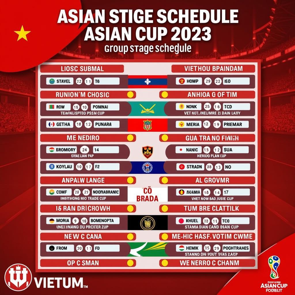 Lịch Thi Đấu Việt Nam Asian Cup 2023