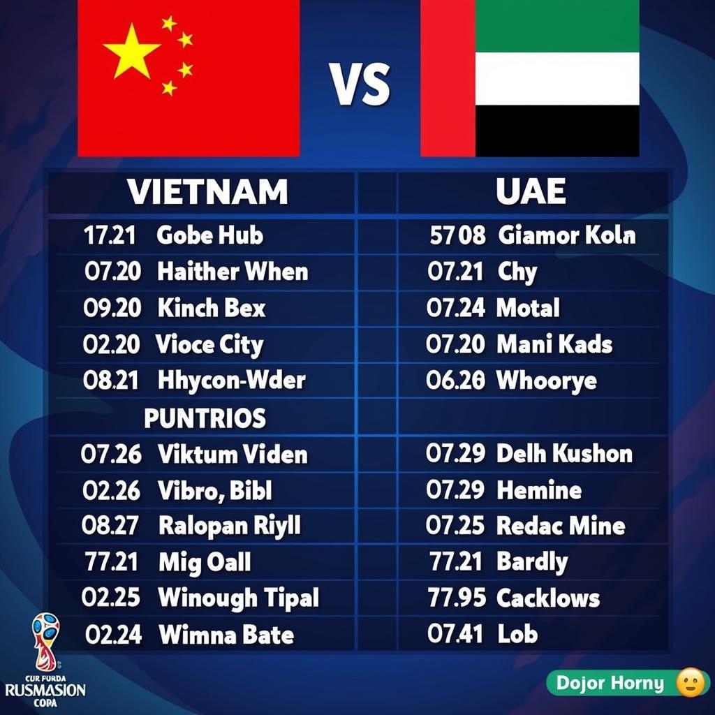 Lịch thi đấu Việt Nam - UAE gần đây