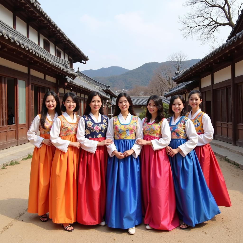 Mặc Hanbok tại Làng Namsan Hanok