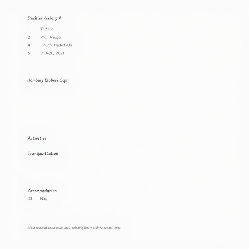 Travel Itinerary Template in English