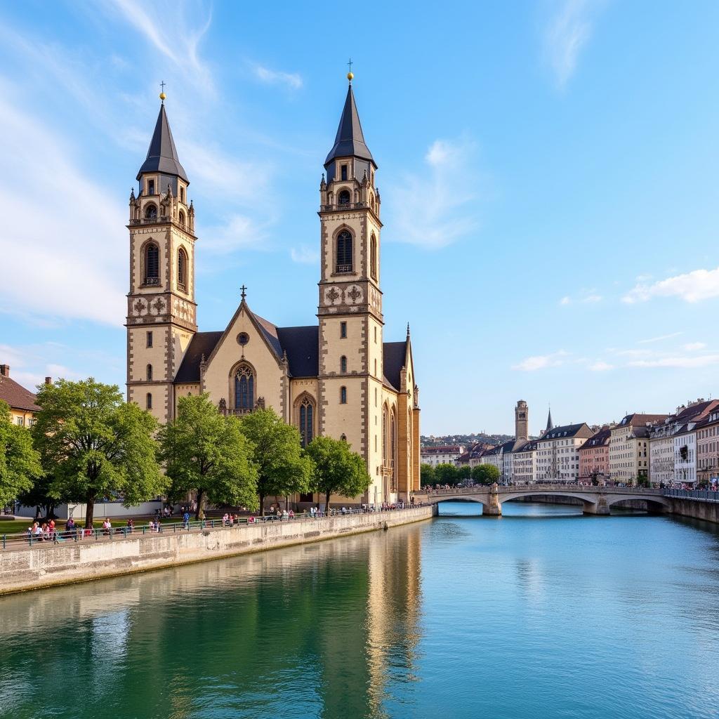 Nhà thờ Grossmünster Zurich hùng vĩ bên sông Limmat