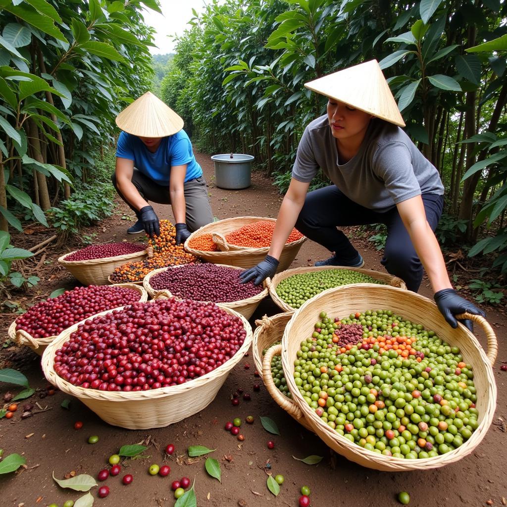 Thu hoạch cà phê tại Buôn Ma Thuột