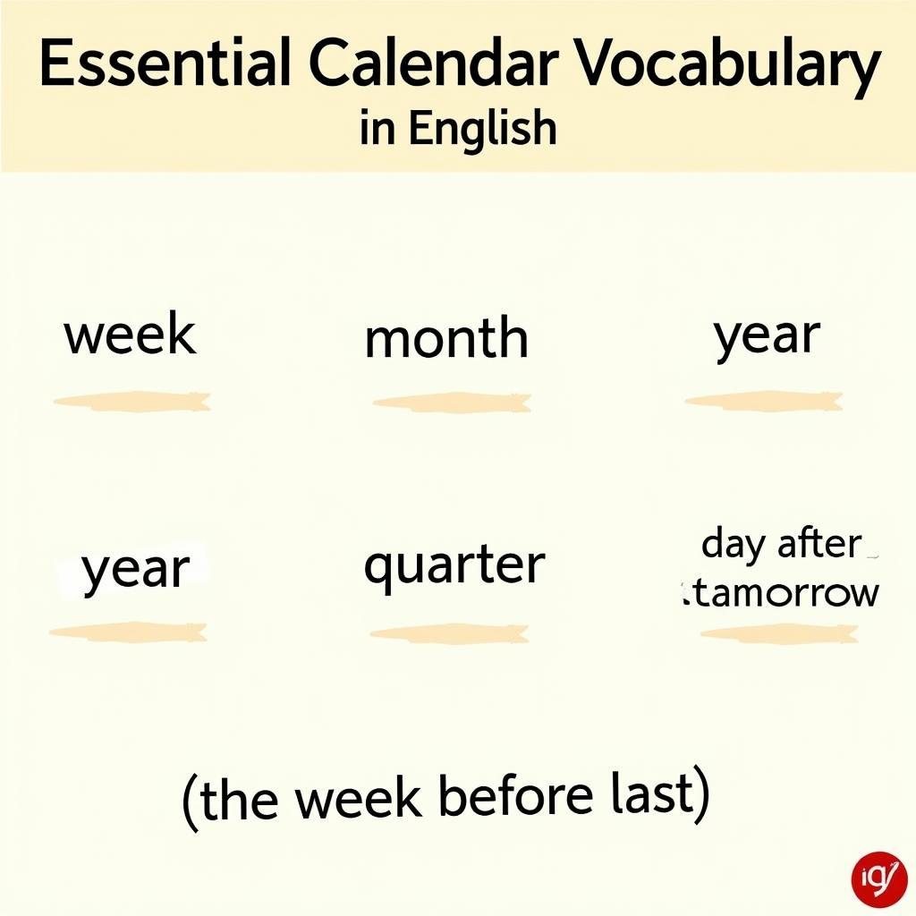 English Calendar Vocabulary