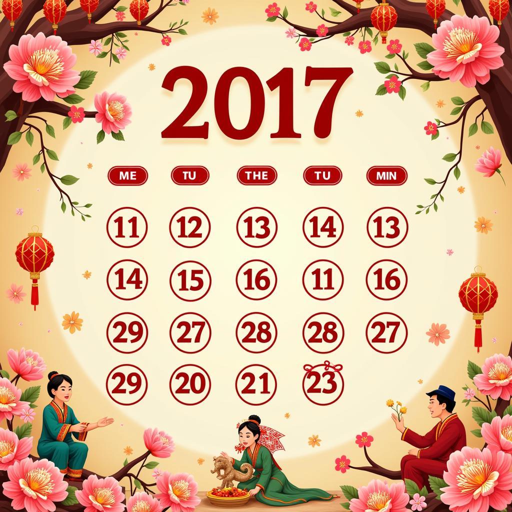 Bộ số lịch 2017 và văn hóa Việt Nam