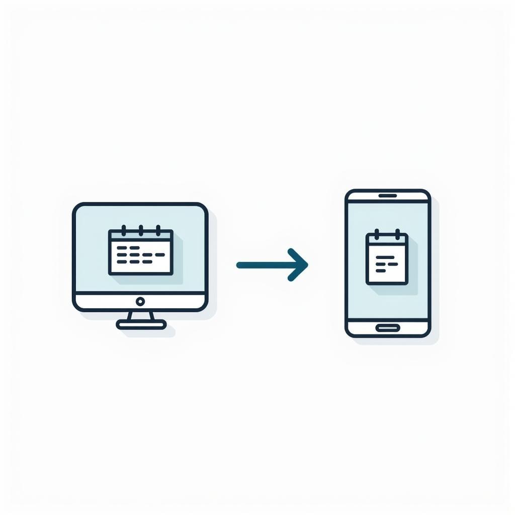Đồng bộ lịch làm việc desktop với điện thoại: Minh họa việc đồng bộ lịch làm việc giữa máy tính và điện thoại thông minh.