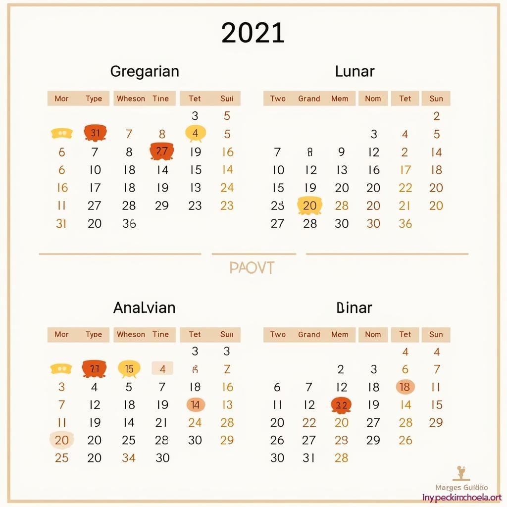 Lịch âm dương năm 2021