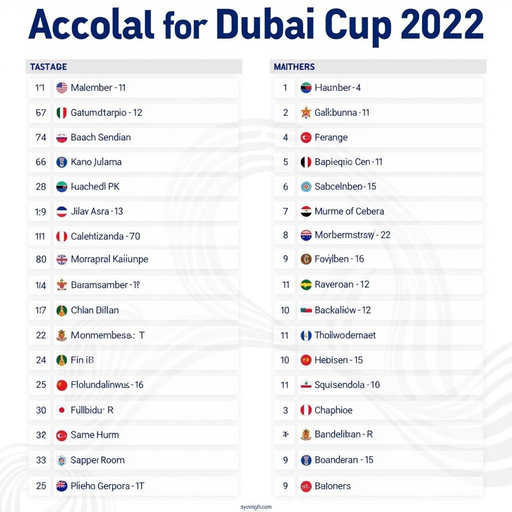 Lịch Thi Đấu Dubai Cup 2022 Chi Tiết