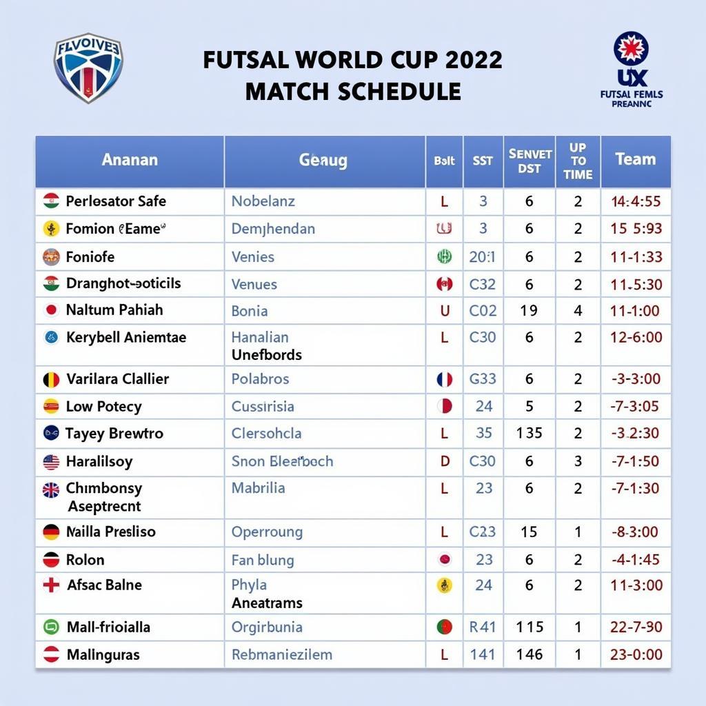 Lịch Thi Đấu Futsal World Cup 2022: Thông Tin Chi Tiết và Hấp Dẫn