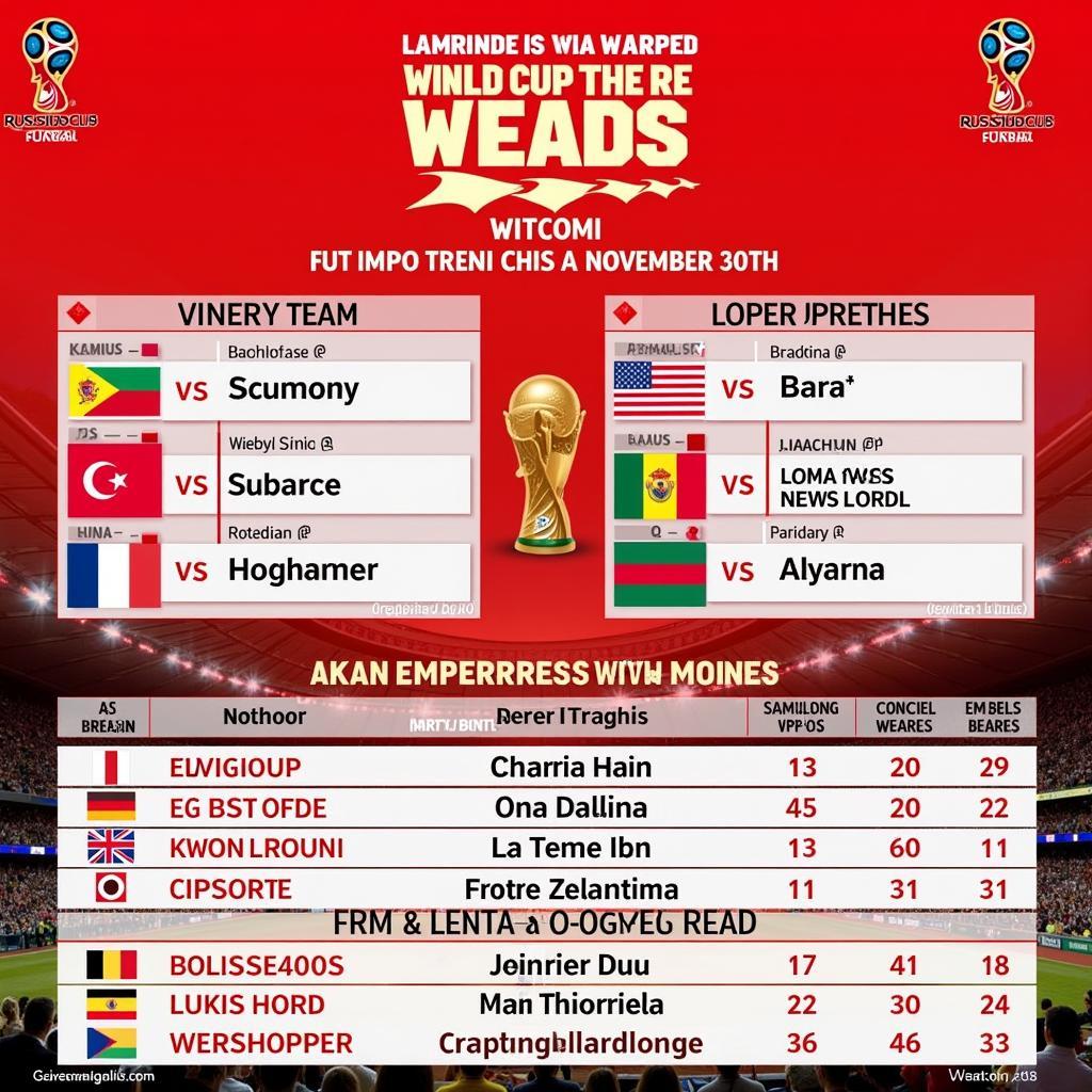 Lịch Thi Đấu World Cup Ngày 30 Tháng 11: Những Trận Cầu Đỉnh Cao