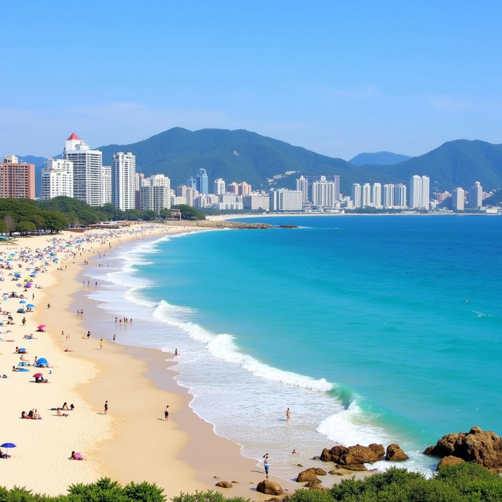 Bãi biển Haeundae ở Busan, Hàn Quốc