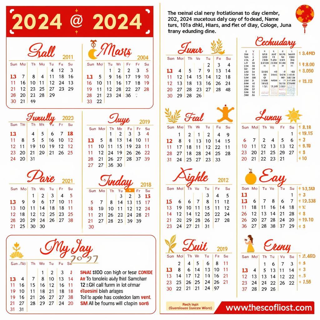 Lịch Âm Dương 2024 Chi Tiết